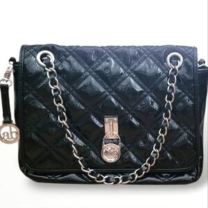 Audrey Brooke Black Quilted Chain Strap Lock Purse